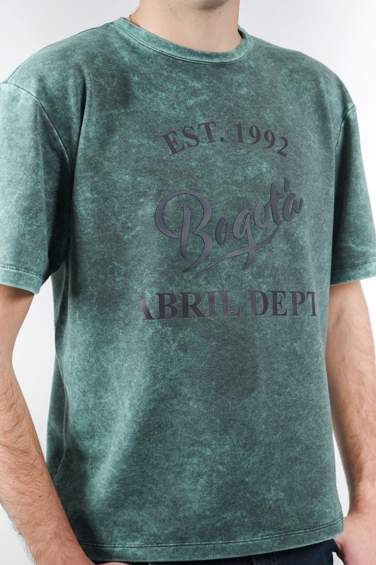Camiseta verde efecto lavado — Edición Bogotá 1992