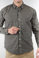 Camisa a cuadros negra y beige para hombre