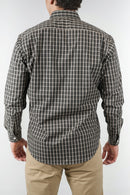 Camisa a cuadros negra y beige para hombre