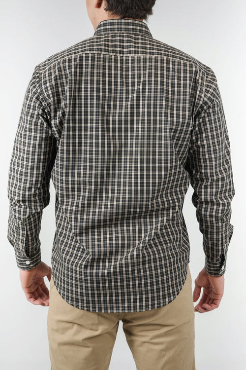 Camisa a cuadros negra y beige para hombre