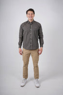 Camisa a cuadros negra y beige para hombre