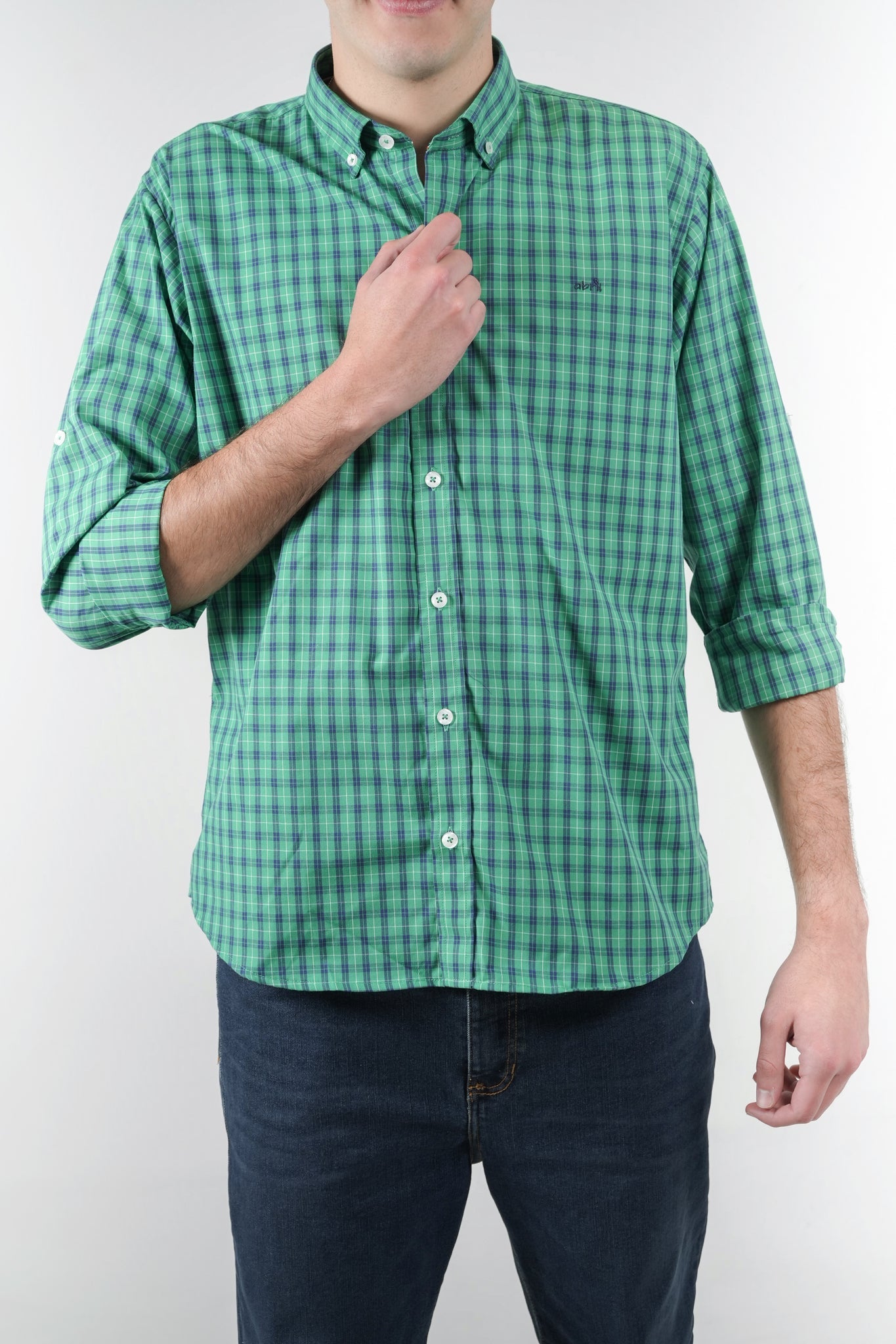 Camisa a cuadros verde para hombre