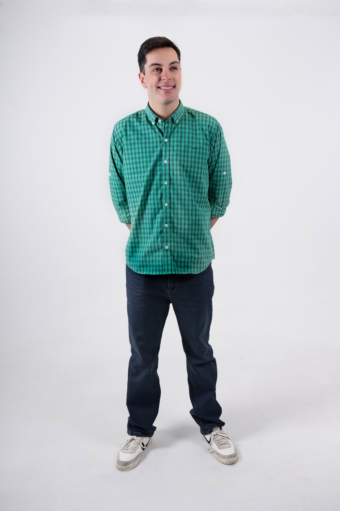 Camisa a cuadros verde para hombre