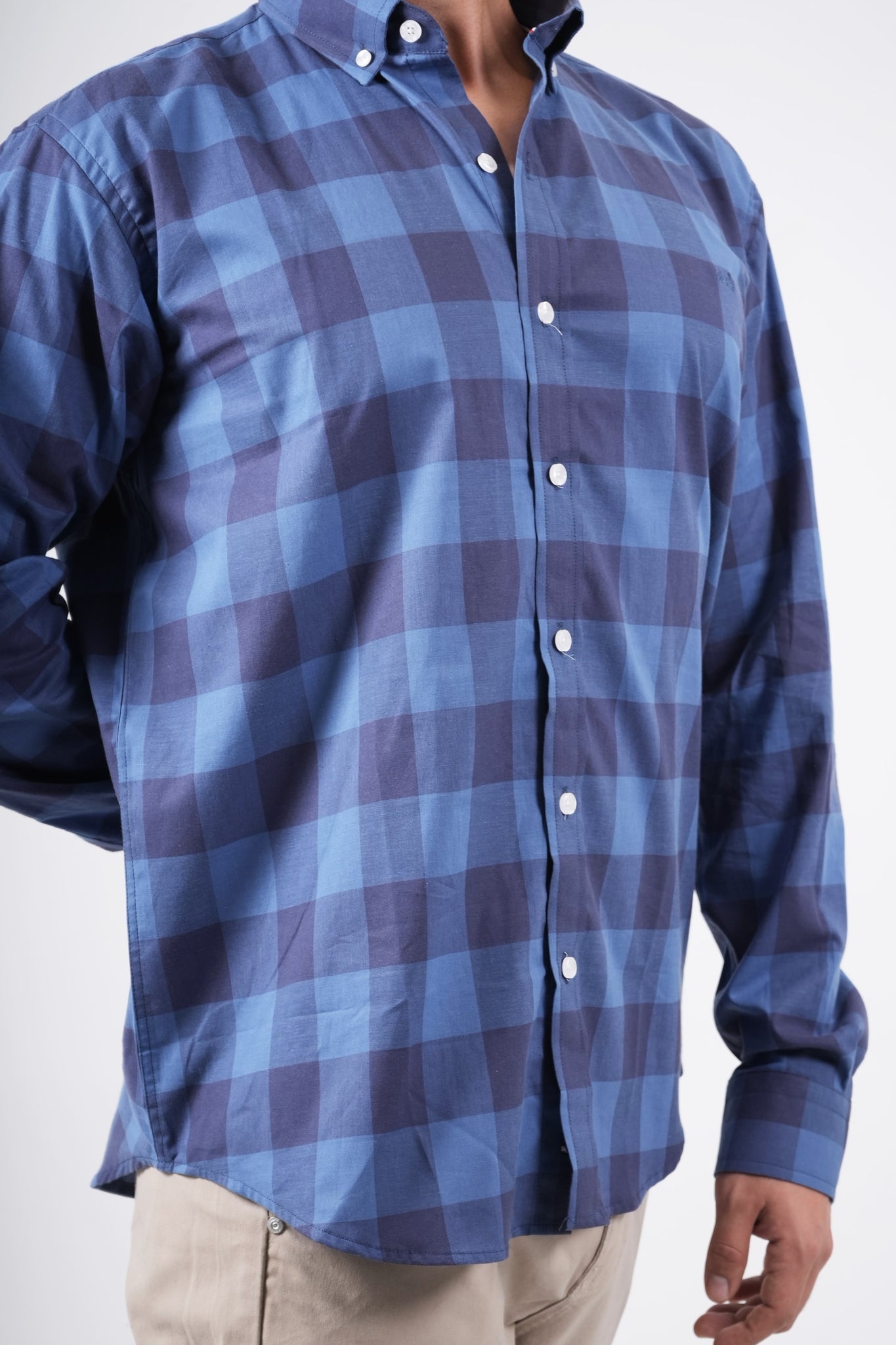 Camisa a cuadros azul para hombre