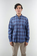 Camisa a cuadros azul para hombre