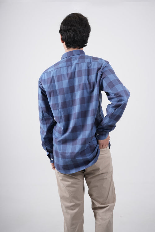 Camisa a cuadros azul para hombre