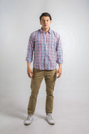 Camisa a cuadros azul y rojo para hombre