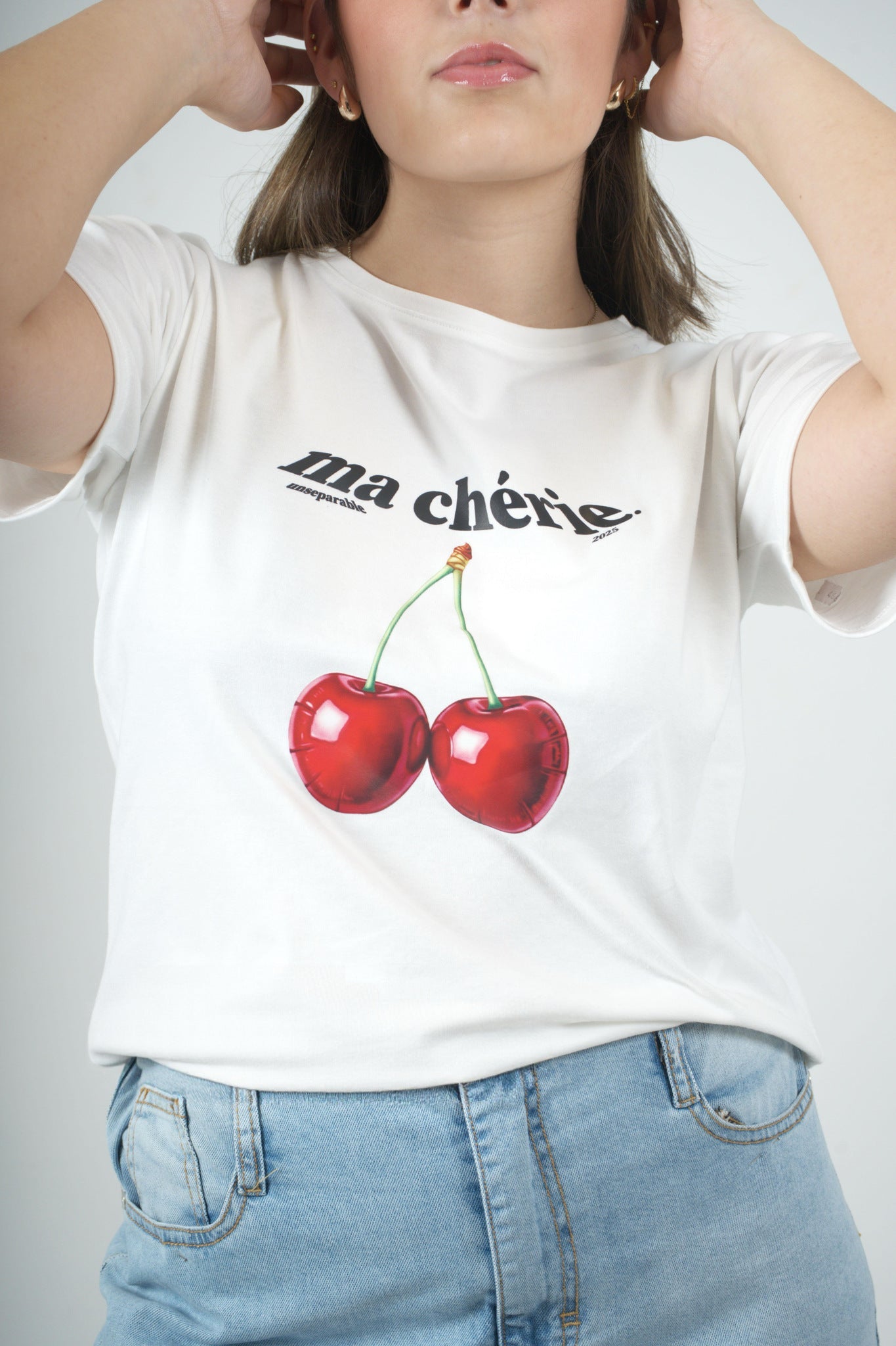 Camiseta blanca manga corta edición Cherry