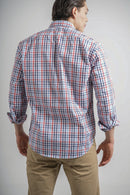 Camisa a cuadros azul y rojo para hombre