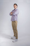 Camisa a cuadros azul y rojo para hombre