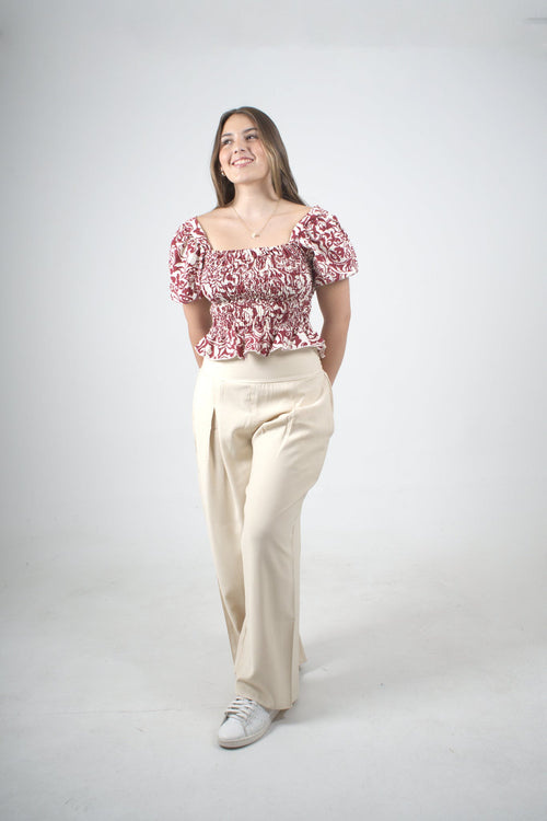 Blusa de flores rojas para mujer