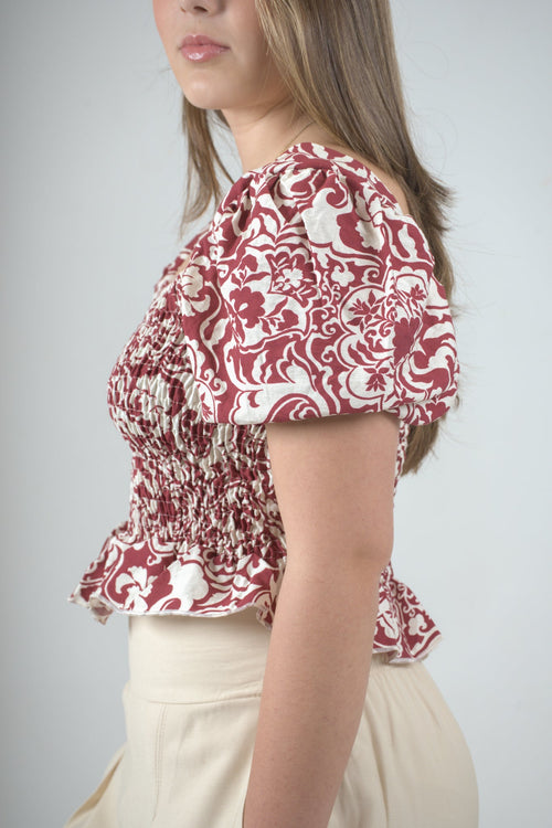 Blusa de flores rojas para mujer