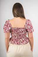 Blusa de flores rojas para mujer