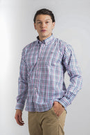Camisa a cuadros azul para hombre