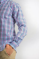 Camisa a cuadros azul para hombre
