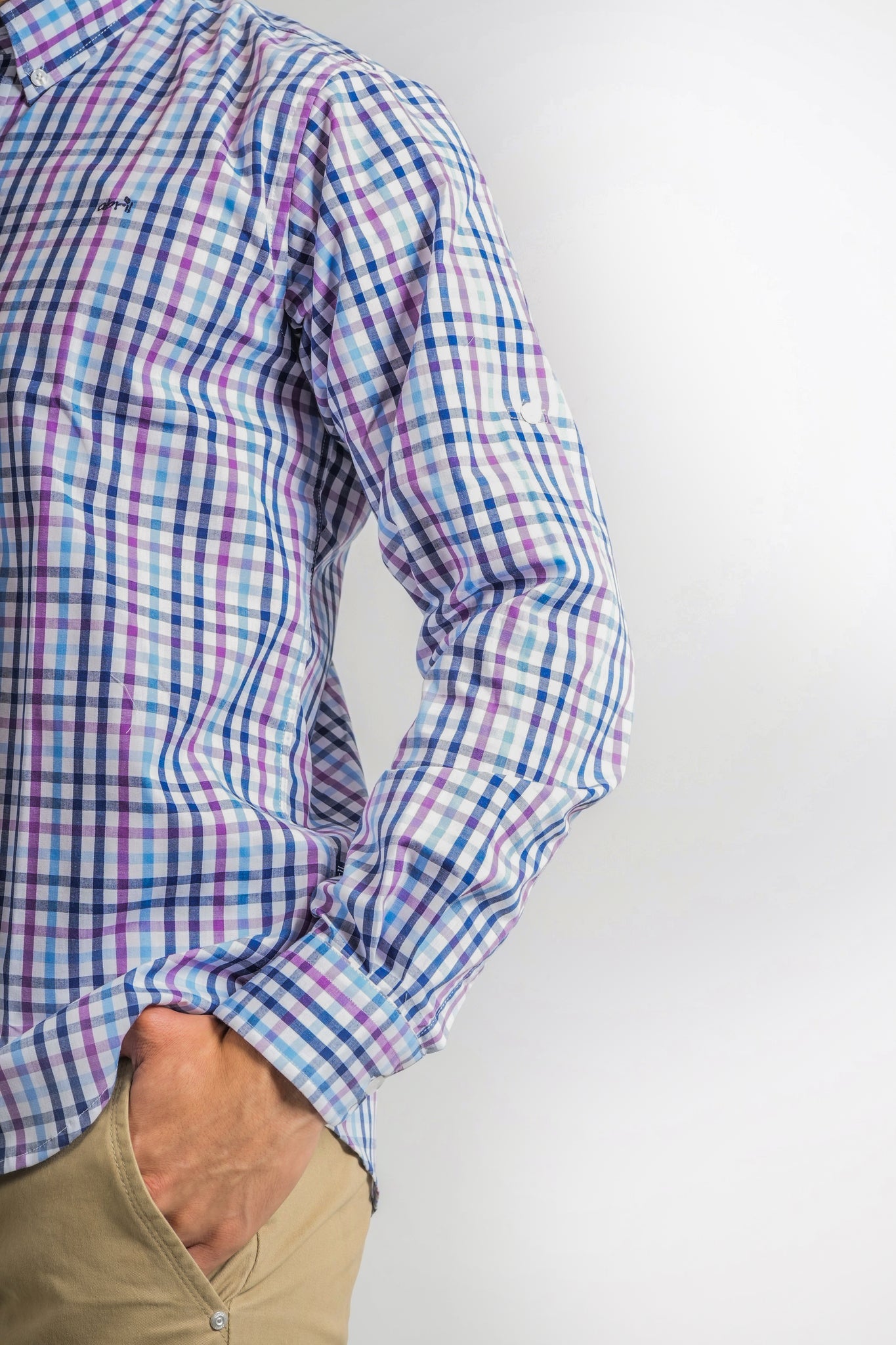 Camisa a cuadros azul para hombre