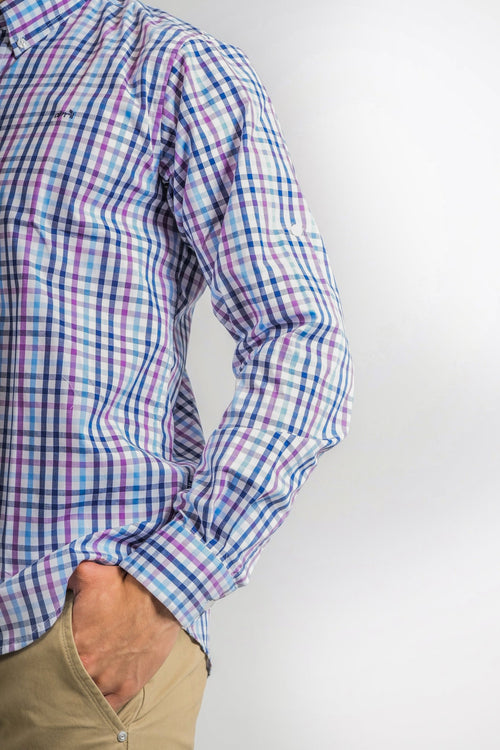 Camisa a cuadros azul para hombre