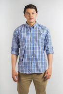 Camisa a cuadros azul oscuro para hombre