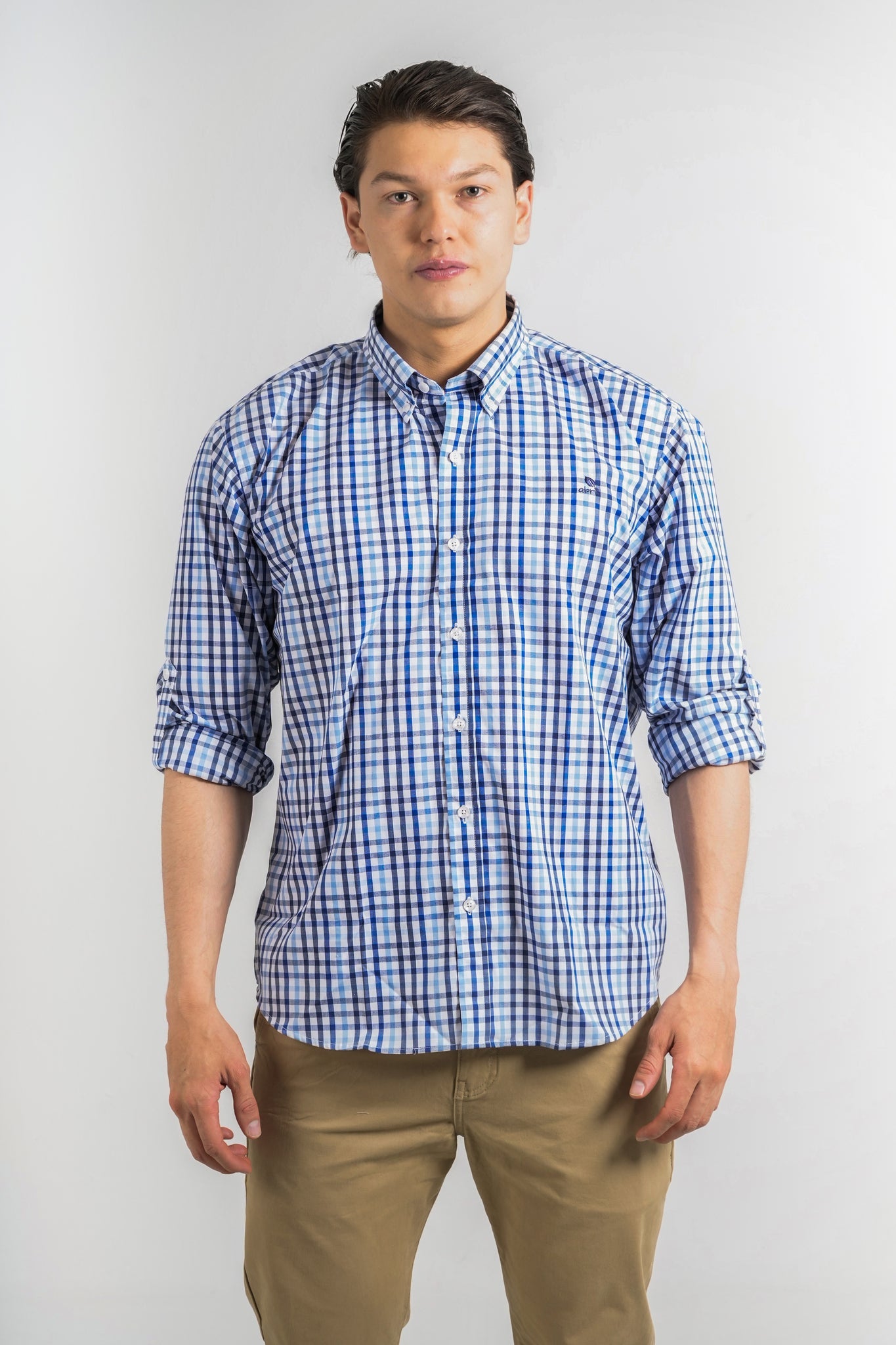 Camisa a cuadros azul oscuro para hombre