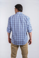 Camisa a cuadros azul oscuro para hombre
