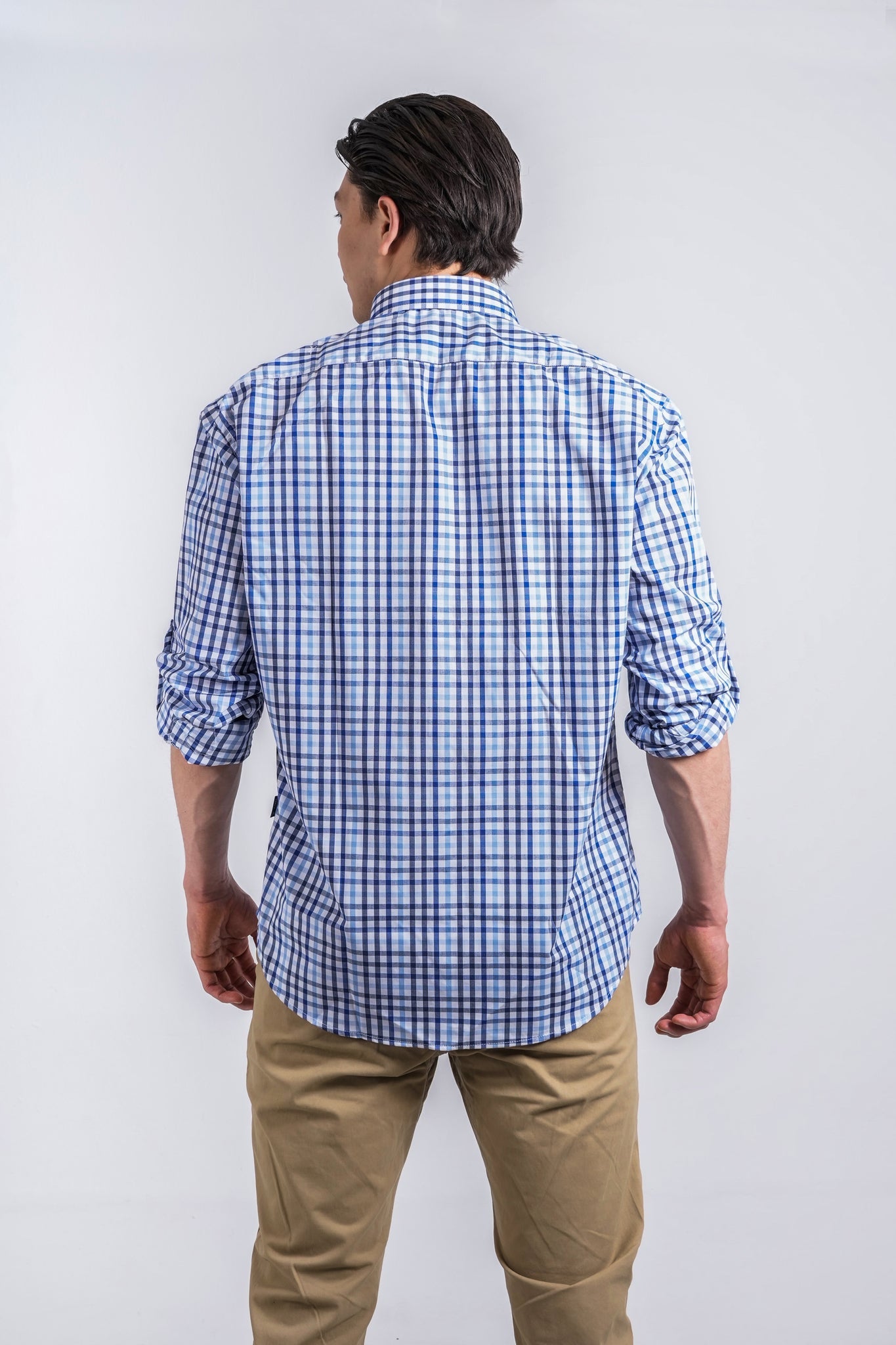 Camisa a cuadros azul oscuro para hombre