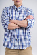 Camisa a cuadros azul oscuro para hombre