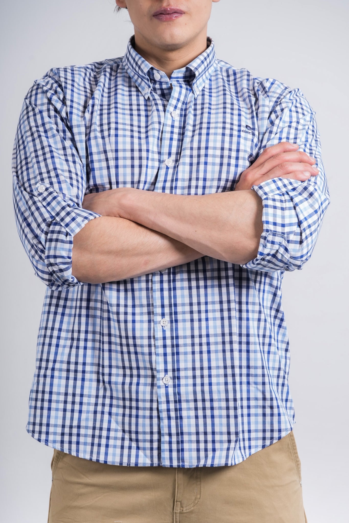 Camisa a cuadros azul oscuro para hombre