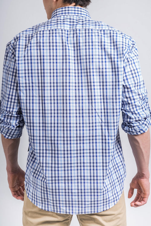Camisa a cuadros azul oscuro para hombre