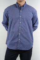 Camisa a cuadros azul y blanco para hombre