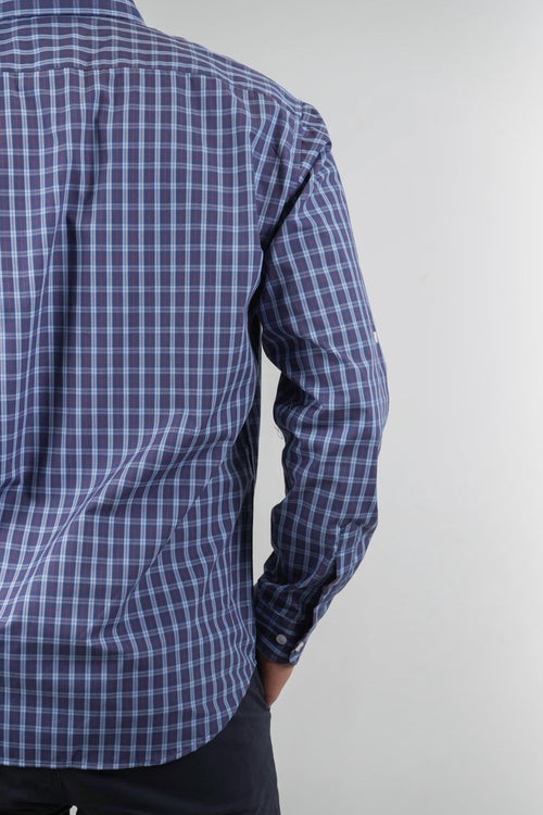 Camisa a cuadros azul y blanco para hombre