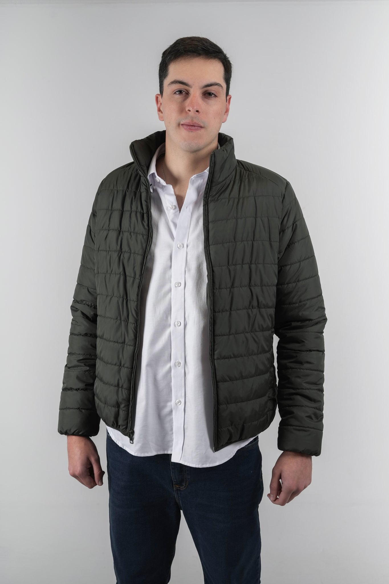 Chaqueta acolchada verde oscuro